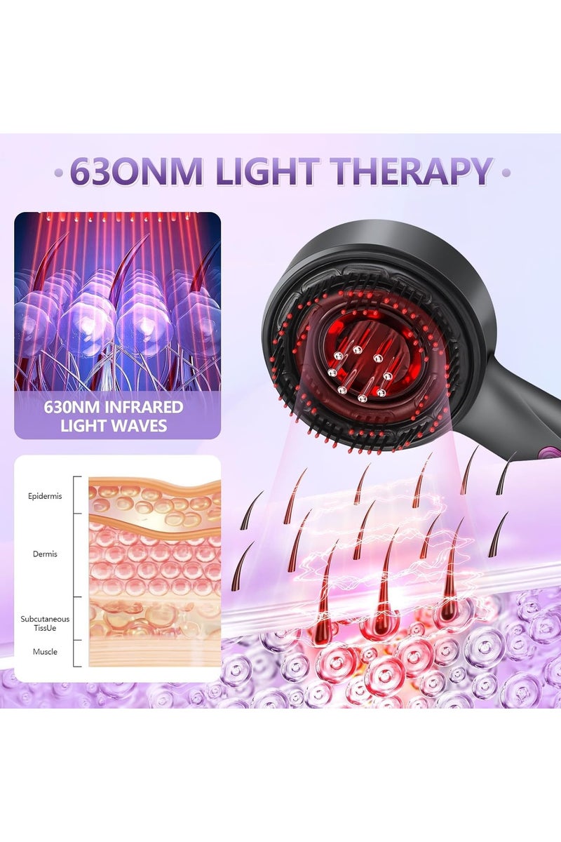 اداة توزيع زيت الشعر 3 في 1 لفروة الراس ومدلك الشعر، فرشاة تدليك كهربائية لفروة الرأس، زيت فروة الرأس مقاوم للماء بدرجة IPx7، رمادي داكن - Image 2