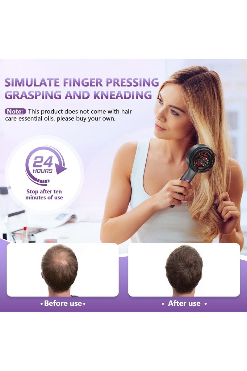 اداة توزيع زيت الشعر 3 في 1 لفروة الراس ومدلك الشعر، فرشاة تدليك كهربائية لفروة الرأس، زيت فروة الرأس مقاوم للماء بدرجة IPx7، رمادي داكن - Image 3