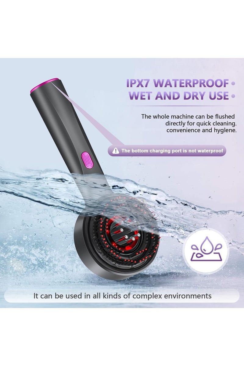 اداة توزيع زيت الشعر 3 في 1 لفروة الراس ومدلك الشعر، فرشاة تدليك كهربائية لفروة الرأس، زيت فروة الرأس مقاوم للماء بدرجة IPx7، رمادي داكن - Image 4