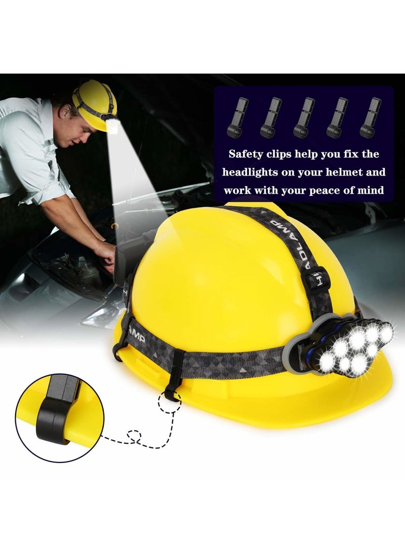 SYOSI مصباح رأس، مصباح رأس قابل لإعادة الشحن فائق السطوع 13000 لومن 8 أوضاع إضاءة، مصباح رأس خفيف الوزن ومقاوم للماء، مصباح يدوي بدون استخدام اليدين للعمل، الصيد، التخييم، الجري - Image 4