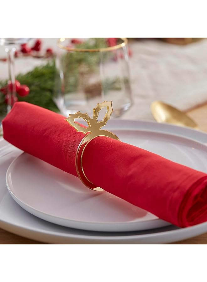 Ginger Ray Gold Acrylic Holly Napkin Rings - Image 3