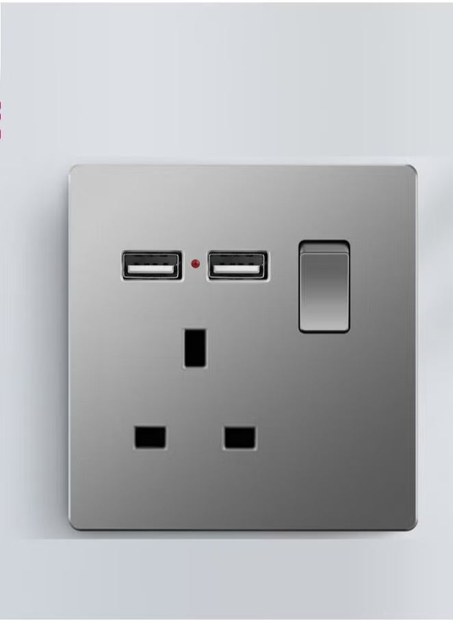Generic - British Standard Socket Switch Multi Power Socket Grey Pc Panel 90mm X 90mm - Image 1