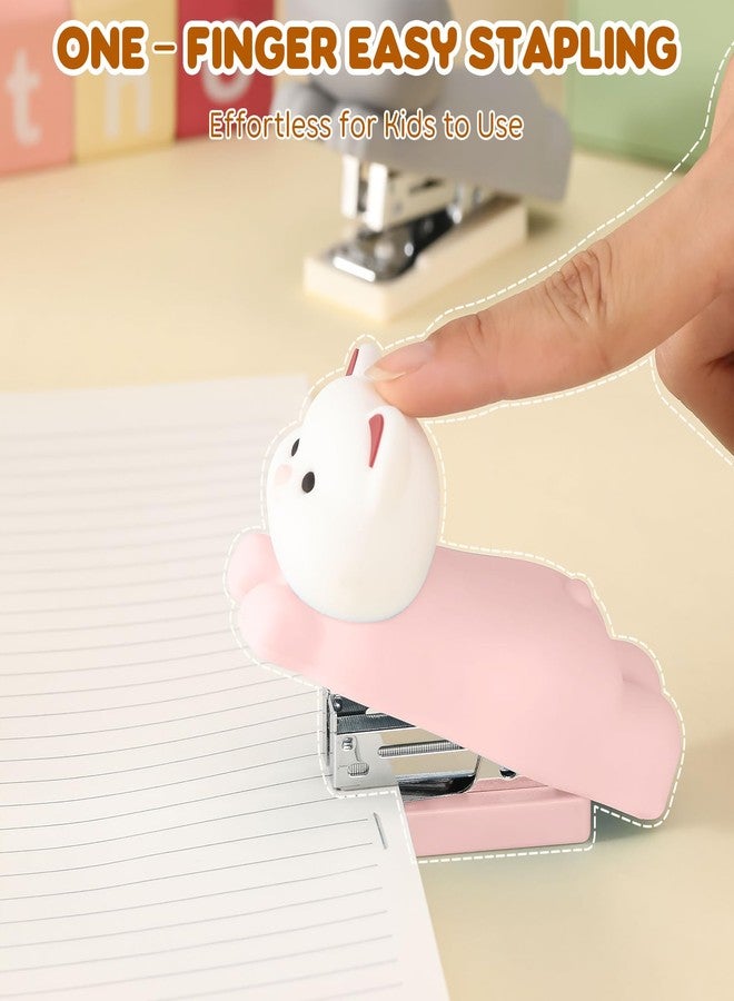Honagu Mini Cute Animal Stapler with Staples, Cartoon Stereoscopic Silicone (PVC) Stapler for Kids, Labor-Saving Office Supplies for Students, Teachers, 1st Day of School Gifts for Kids (Pink Puppy) - Image 4