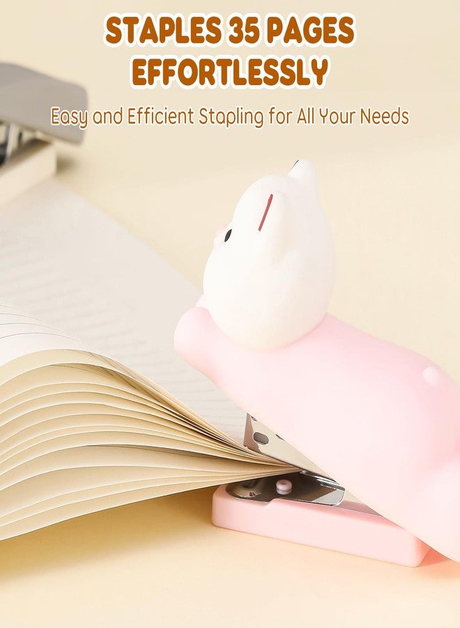 Honagu Mini Cute Animal Stapler with Staples, Cartoon Stereoscopic Silicone (PVC) Stapler for Kids, Labor-Saving Office Supplies for Students, Teachers, 1st Day of School Gifts for Kids (Pink Puppy) - Image 3