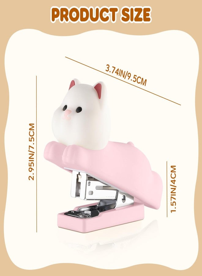 Honagu Mini Cute Animal Stapler with Staples, Cartoon Stereoscopic Silicone (PVC) Stapler for Kids, Labor-Saving Office Supplies for Students, Teachers, 1st Day of School Gifts for Kids (Pink Puppy) - Image 2