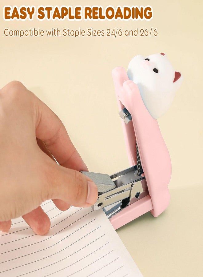 Honagu Mini Cute Animal Stapler with Staples, Cartoon Stereoscopic Silicone (PVC) Stapler for Kids, Labor-Saving Office Supplies for Students, Teachers, 1st Day of School Gifts for Kids (Pink Puppy) - Image 5