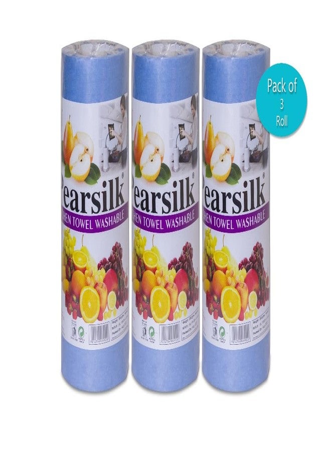 PEARSILK لفائف مناديل مطبخ عادية من بيرسيلك، 4 طبقات، لون أزرق، عبوة من 3 قطع - Image 2