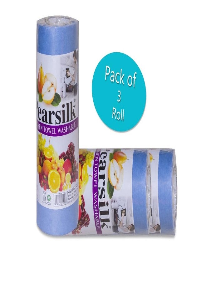 PEARSILK لفائف مناديل مطبخ عادية من بيرسيلك، 4 طبقات، لون أزرق، عبوة من 3 قطع - Image 3