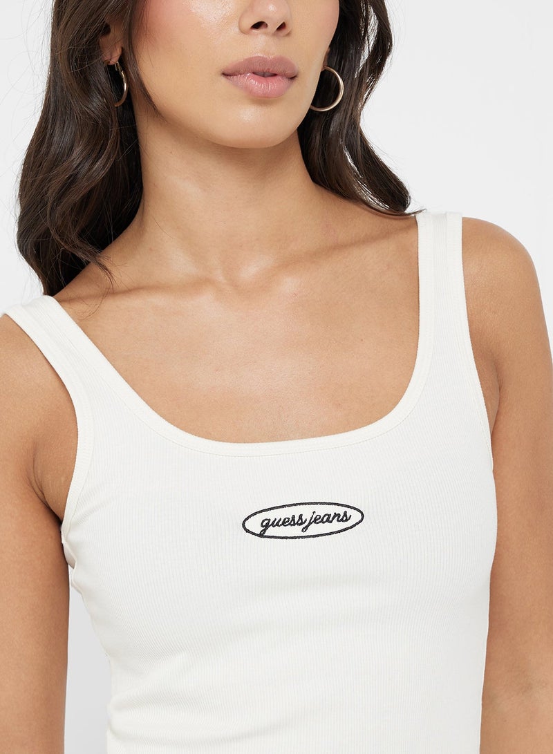 GUESS Embroidered Logo Detail Ribbed Tank - Image 3
