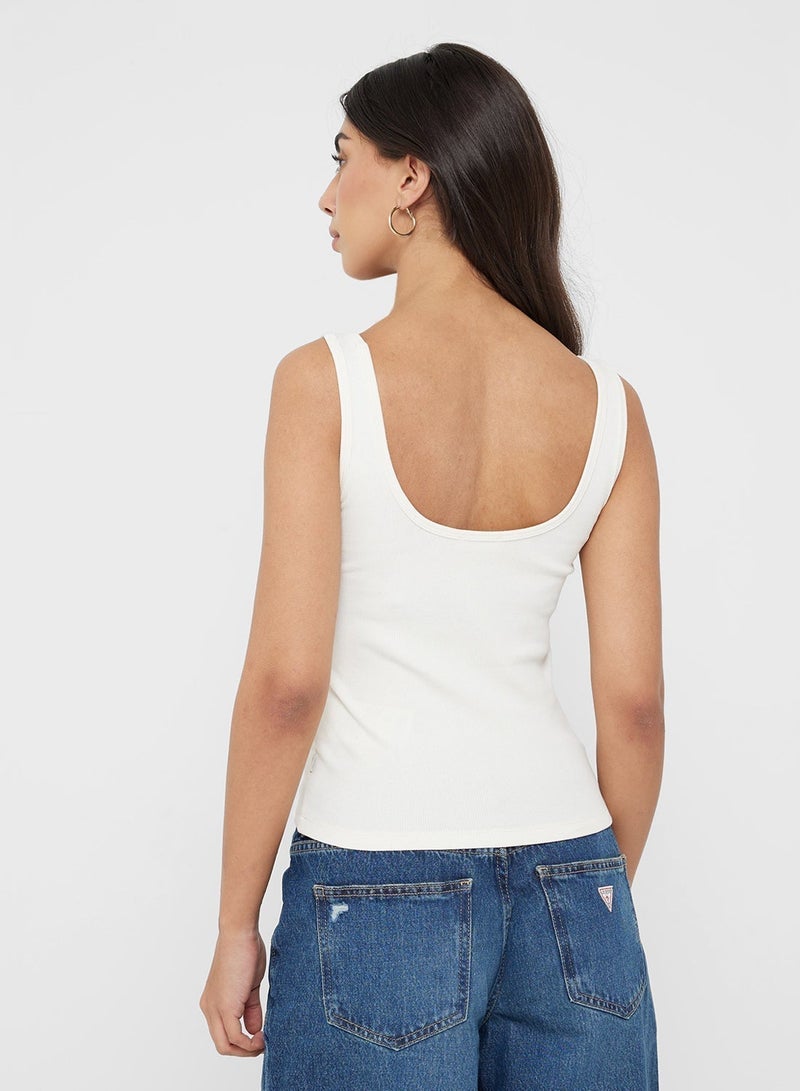 GUESS Embroidered Logo Detail Ribbed Tank - Image 2