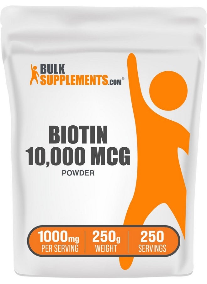 بالك سابلمنتس مسحوق البيوتين 10000 ميكروجرام من BulkSupplements.com - مسحوق البيوتين، فيتامينات البيوتين للشعر والبشرة والأظافر - مثل فيتامين ب7، خالٍ من الجلوتين، 1000 مجم لكل وجبة (10 مجم بيوتين)، 250 جرام (8.8 أونصة) (عبوة واحدة)  - Image 1