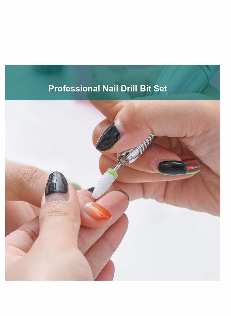 Excefore Nail Drill Bits Set, 10 Pcs Ceramic Nail Drill Bits for Acrylic Gel Nails Professional Nail Drill Bits Cuticle Remover Diamond Bits for Nails Manicure Pedicure - Image 4