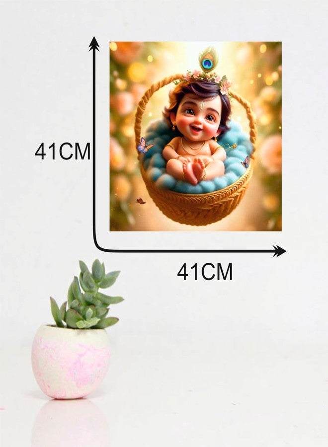 Decals Creation Vinyl Newborn Baby Cute Krishna Wall Poster for Living, Kids, Pooja Room (Size - 41Cm X 41Cm) - Image 4
