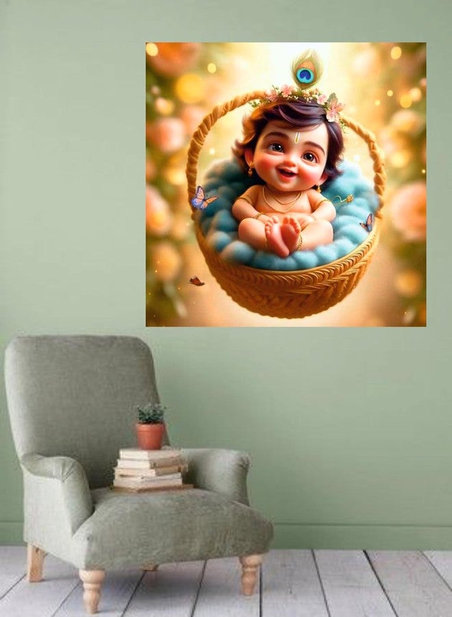 Decals Creation Vinyl Newborn Baby Cute Krishna Wall Poster for Living, Kids, Pooja Room (Size - 41Cm X 41Cm) - Image 3