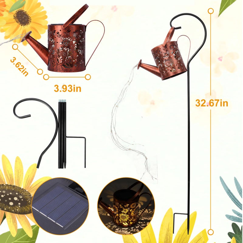 ZKLiLi Sunflowers Solar Lights Outdoor Garden Sunflower Gifts, Gardening Gifts, Solar Watering Can Lantern for Garden, Patio, Yard, Pathway Lantern Plant Decoration - Image 4