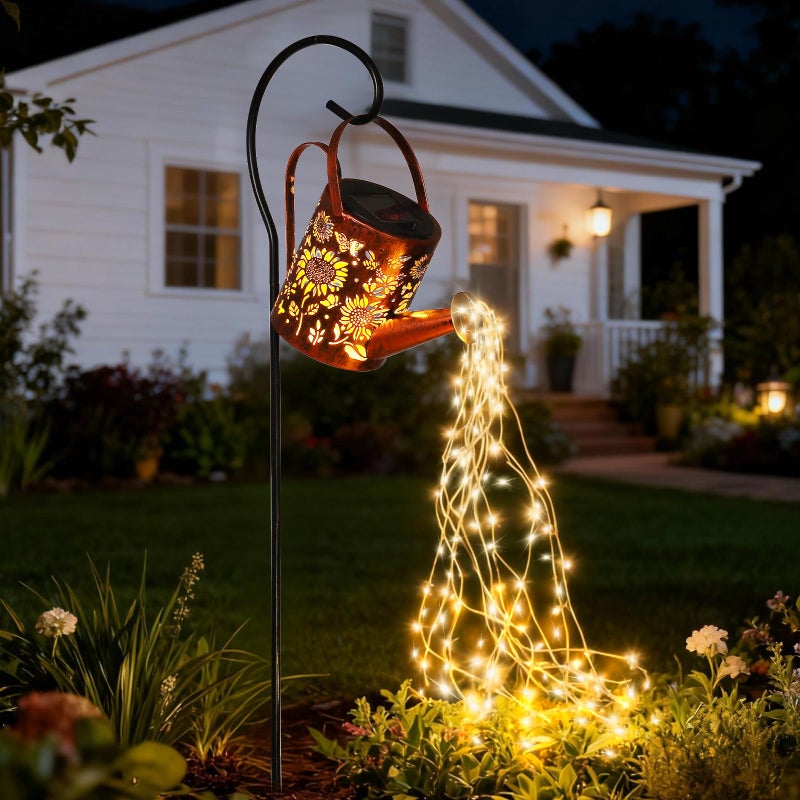 ZKLiLi Sunflowers Solar Lights Outdoor Garden Sunflower Gifts, Gardening Gifts, Solar Watering Can Lantern for Garden, Patio, Yard, Pathway Lantern Plant Decoration - Image 1