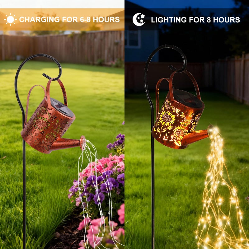 ZKLiLi Sunflowers Solar Lights Outdoor Garden Sunflower Gifts, Gardening Gifts, Solar Watering Can Lantern for Garden, Patio, Yard, Pathway Lantern Plant Decoration - Image 3