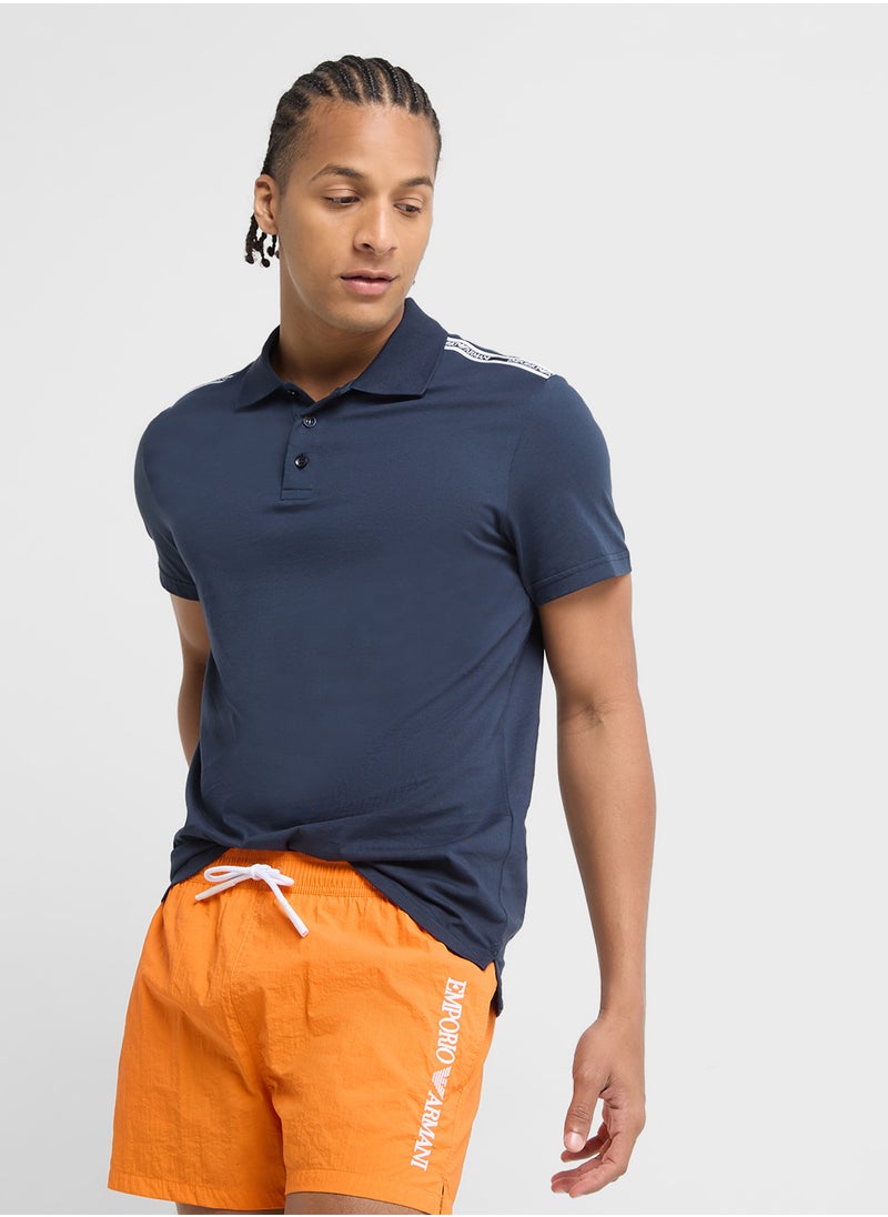EMPORIO ARMANI Beachwear Logo Polo Shirt  - Image 1