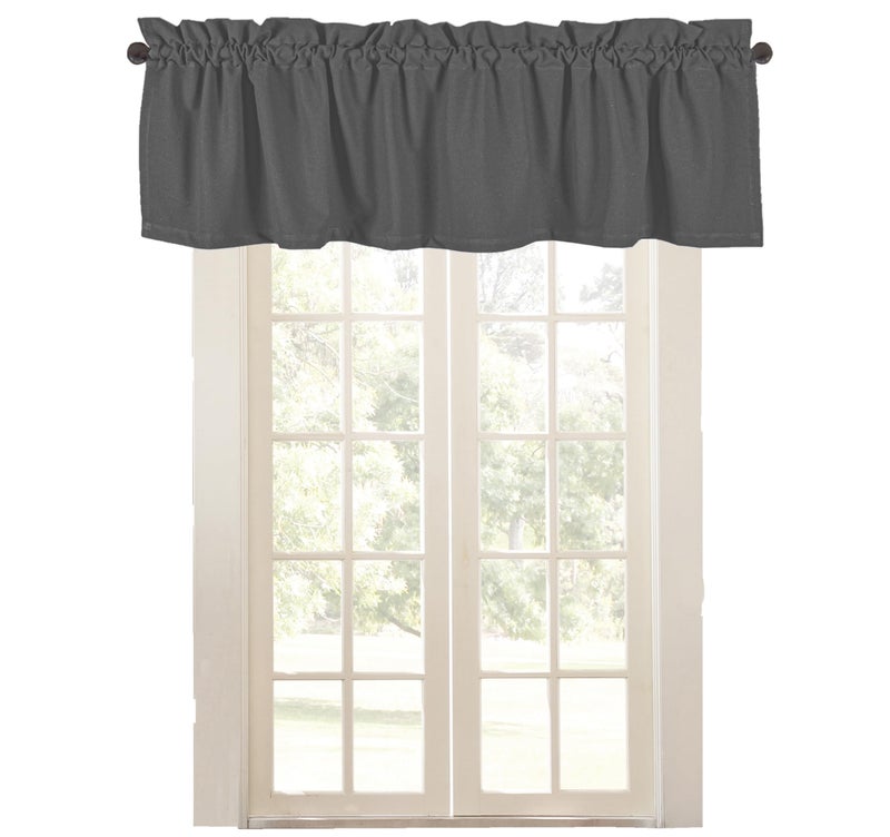 Native Fab 2 Pack Valance Curtains Set for Windows Rod Pocket Semi Sheer Short Curtain for Kitchen Cafe Dining Room Bathroom Basement 54x18 Grey
