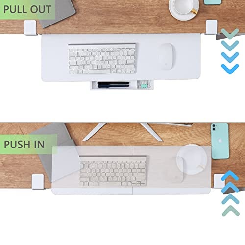 ETHU Keyboard Tray Under Desk, 26.77" X 11.81" Large Size Keyboard Tray with C Clamp-on Mount Easy to Install, Computer Keyboard Stand, Ergonomic Keyboard Tray for Home and Office(White) - Image 3