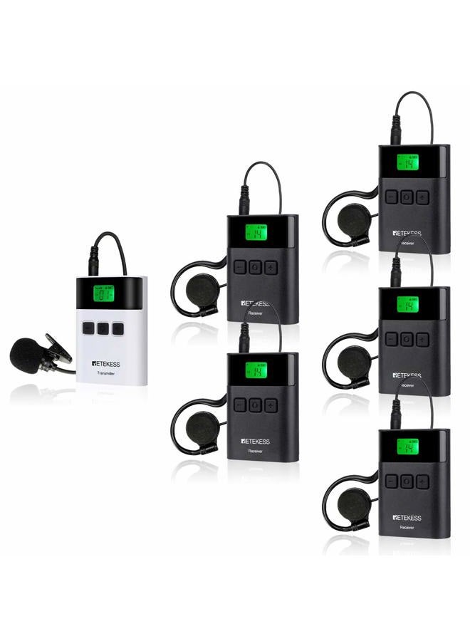 Retekess TT122 Wireless Tour Guide System, Translation System for Church, Easy to Use, 492ft, Assistive Listening Devices for Court, Sermon, Tours(1 Transmitter 5 Receivers) - Image 1