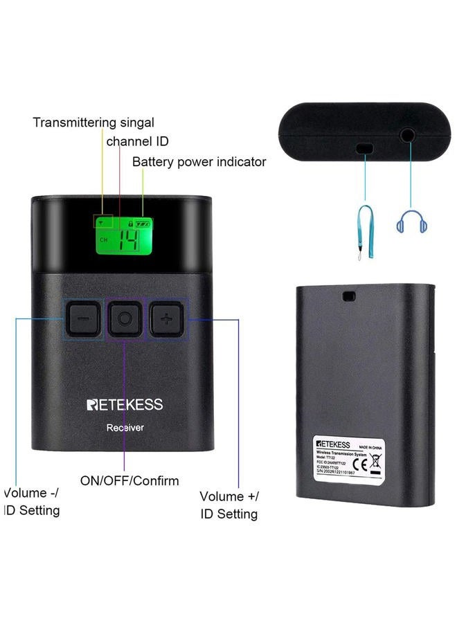 Retekess TT122 Wireless Tour Guide System, Translation System for Church, Easy to Use, 492ft, Assistive Listening Devices for Court, Sermon, Tours(1 Transmitter 5 Receivers) - Image 4