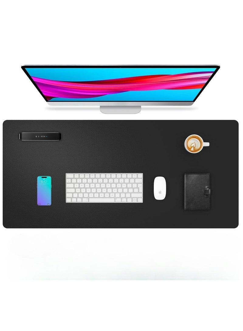 Leather Desk Pad Protector,Mouse Pad,Office Desk Mat, Non-Slip PU Leather Desk Blotter,Laptop Desk Pad,Waterproof Desk Writing Pad for Office and Home Black 31.5 x 15.7inck - Image 1