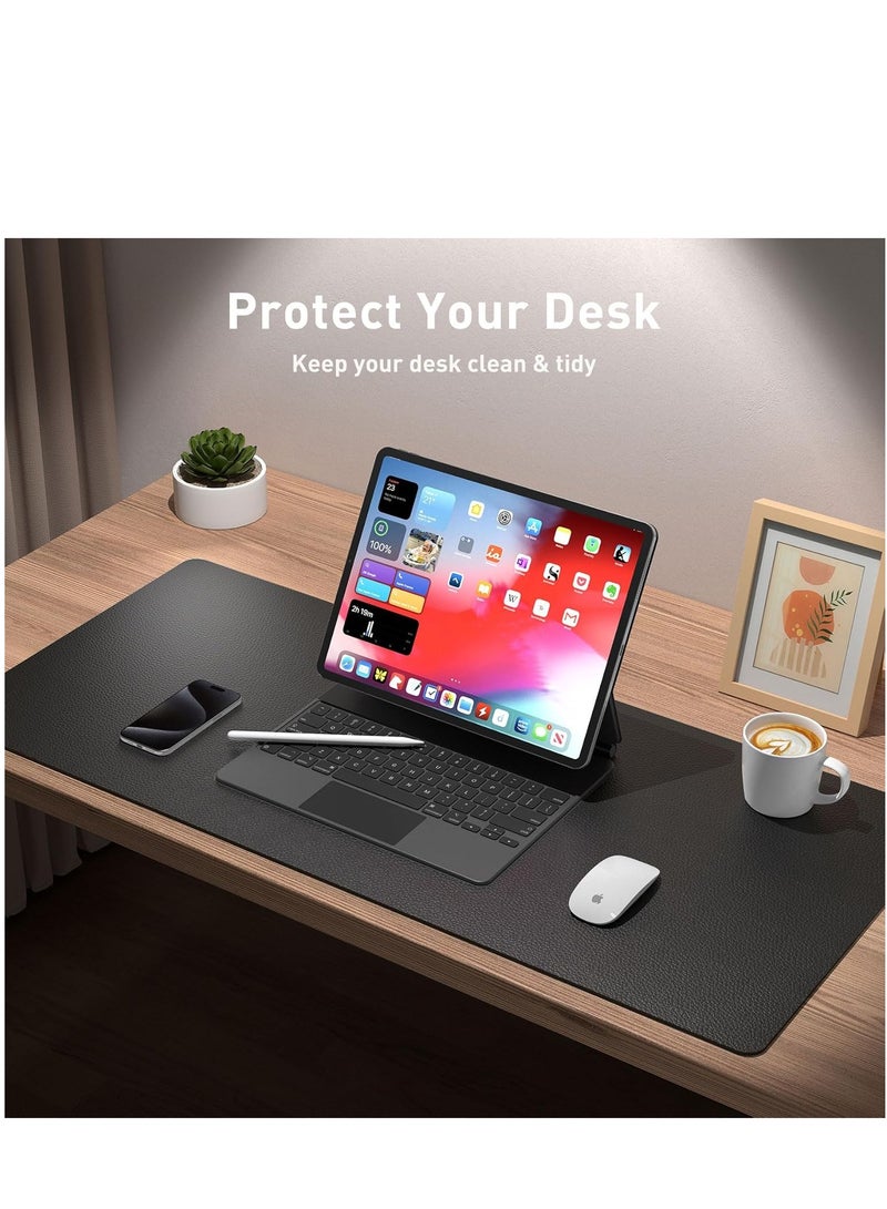 Leather Desk Pad Protector,Mouse Pad,Office Desk Mat, Non-Slip PU Leather Desk Blotter,Laptop Desk Pad,Waterproof Desk Writing Pad for Office and Home Black 31.5 x 15.7inck - Image 5
