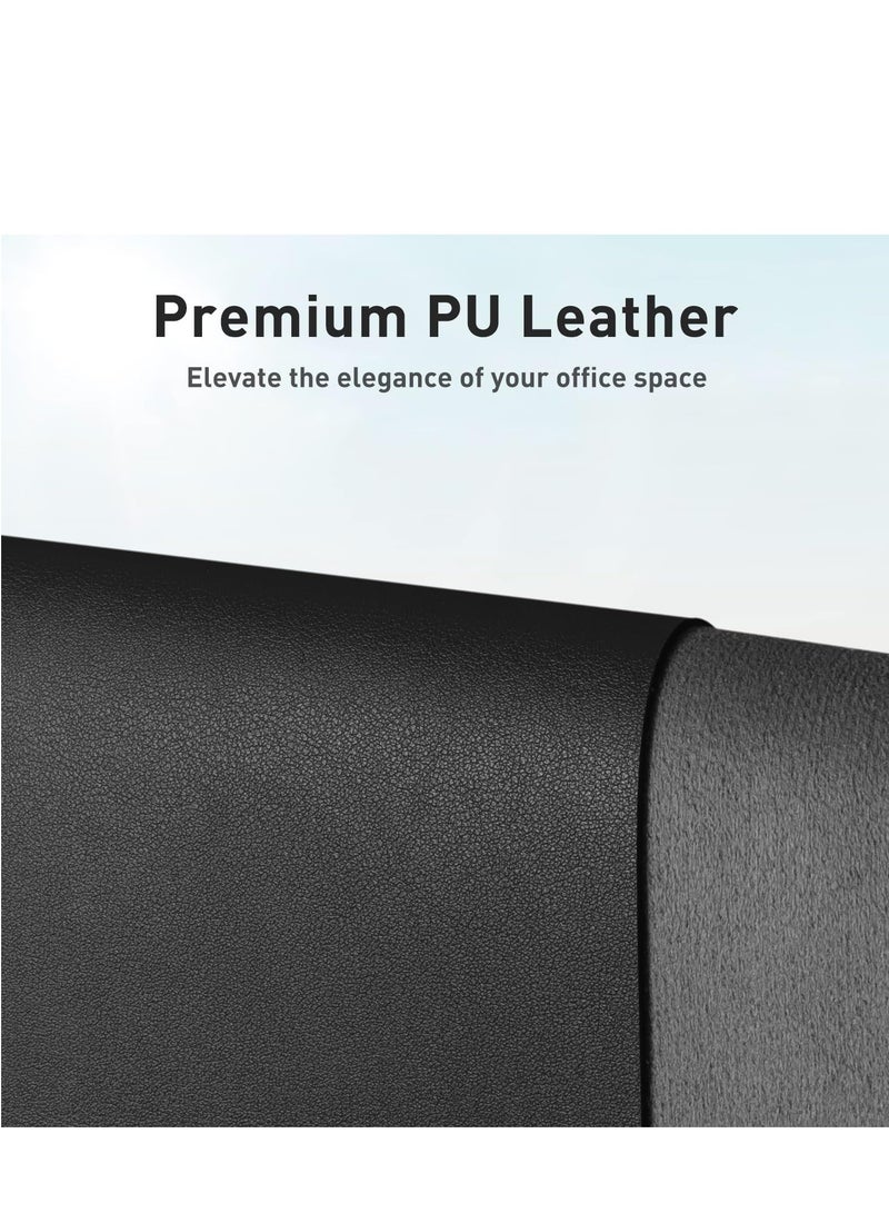 Leather Desk Pad Protector,Mouse Pad,Office Desk Mat, Non-Slip PU Leather Desk Blotter,Laptop Desk Pad,Waterproof Desk Writing Pad for Office and Home Black 31.5 x 15.7inck - Image 3