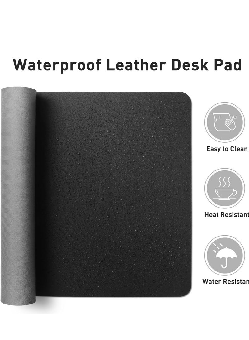 Leather Desk Pad Protector,Mouse Pad,Office Desk Mat, Non-Slip PU Leather Desk Blotter,Laptop Desk Pad,Waterproof Desk Writing Pad for Office and Home Black 31.5 x 15.7inck - Image 2