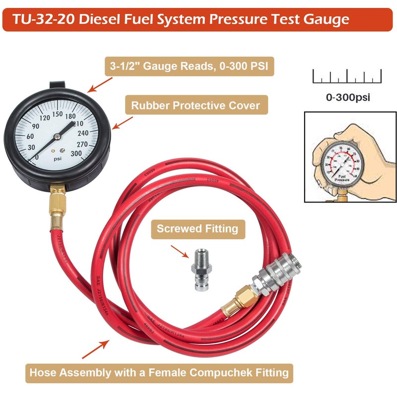Opall TU-32-20 - 0 to 300 psi Compuchek Fuel System Pressure Tester Gauge - Image 3