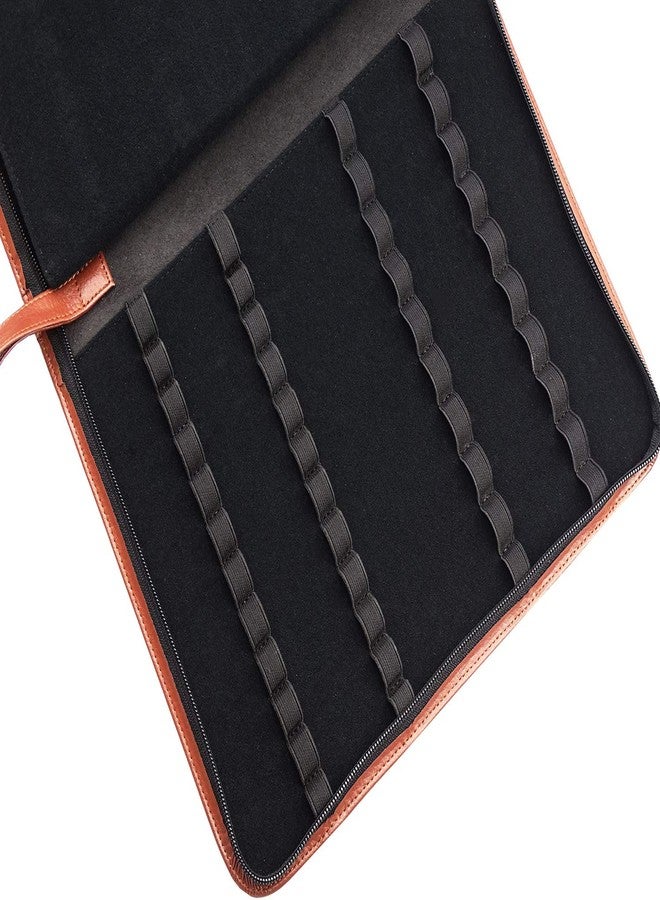 Lanxivi Coffee Cowhide Leather Fountain Pen Case for Various Size Pens, 46 Slot Display Holder Bag - Image 4