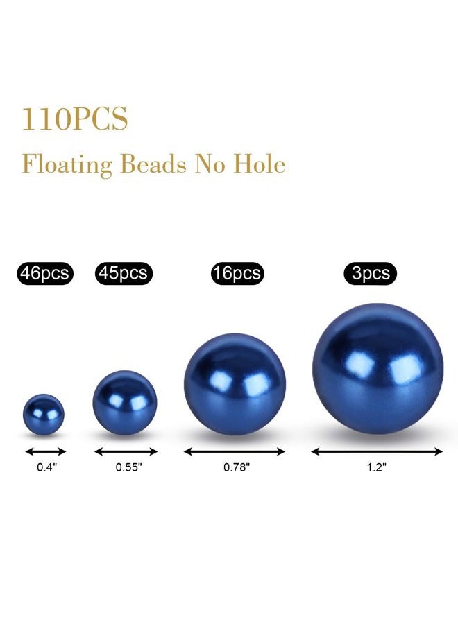 DomeStar 110PCS Floating Beads No Hole, Floating Pearls Vase Fillers Table Centerpieces Faux Pearls for Vase Floating Candle Home Decoration, Blue - Image 2