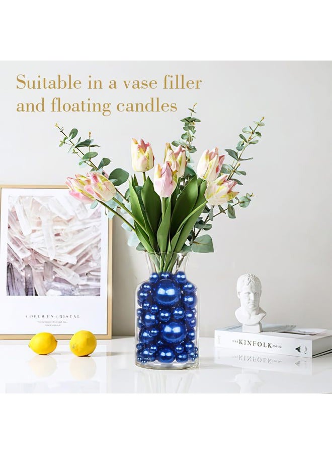 DomeStar 110PCS Floating Beads No Hole, Floating Pearls Vase Fillers Table Centerpieces Faux Pearls for Vase Floating Candle Home Decoration, Blue - Image 3