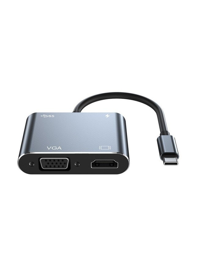 Type-c To Hdmi+vga Four-in-one High-definition Adapter Cable Conversion Hub Hub 4-in-1 TYPEC Docking Station-Color:TYPE-C To HDMIVGAPDUSB3.0 - Image 1