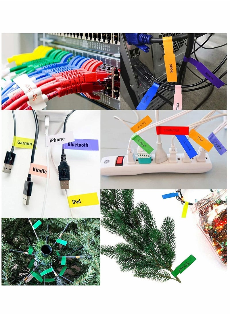 Y&D - 180 Pcs Cable Labels Sheets, Multi Color Self Adhesive Waterproof Tear Resistant Label Stickers for Office Work School Handwriting Organize Computer Cord Laser Printer - Image 1