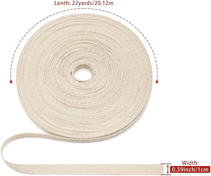 SEMINI 100% Natural Cotton Beige Twill Tape 22 Yards 3/8'' Herringbone Webbing Ribbon for Edge Binding Sewing Dressmaking Craft (Twill Beige, 3/8'' 22yards) - Image 2