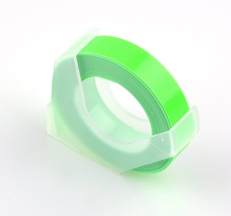 oddpod ™ 5 PCS Motex Original Embossing Label Maker Tapes Refill for DIY, Scrapbooking & Craft 9mm x 3M - Fluoro Green - Image 1