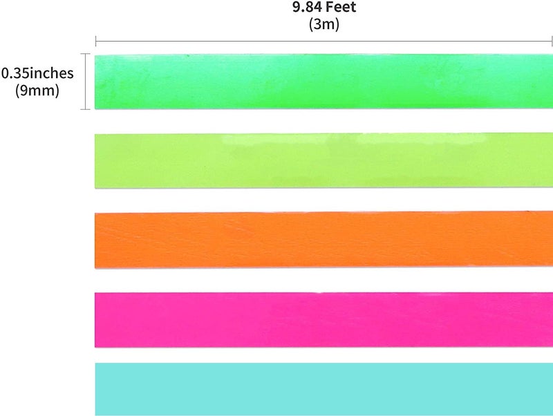 oddpod ™ 5 PCS Motex Original Embossing Label Maker Tapes Refill for DIY, Scrapbooking & Craft 9mm x 3M - Fluoro Green - Image 3