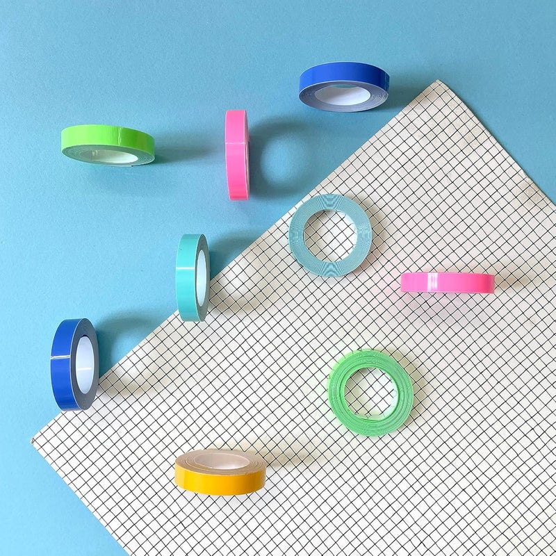 oddpod ™ 5 PCS Motex Original Embossing Label Maker Tapes Refill for DIY, Scrapbooking & Craft 9mm x 3M - Fluoro Green - Image 4