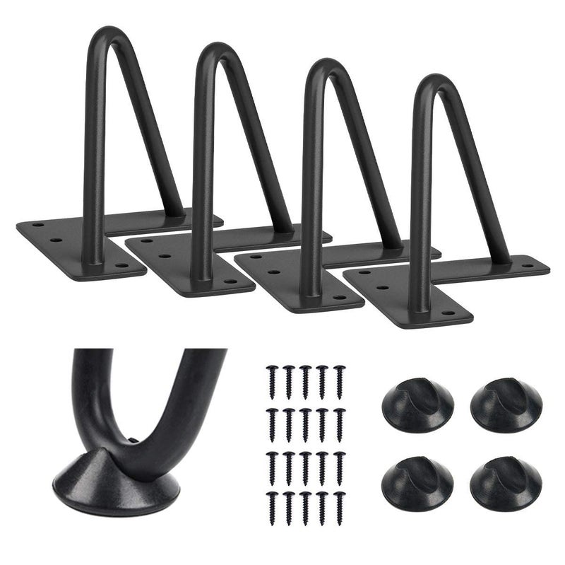 Decorila Black 4 psc Solid 2 Rods with Industrial Design Home DIY Projects for Modern Desks Bench and Ding Board Include Rubber Floor Protectors 30 inch - Image 1