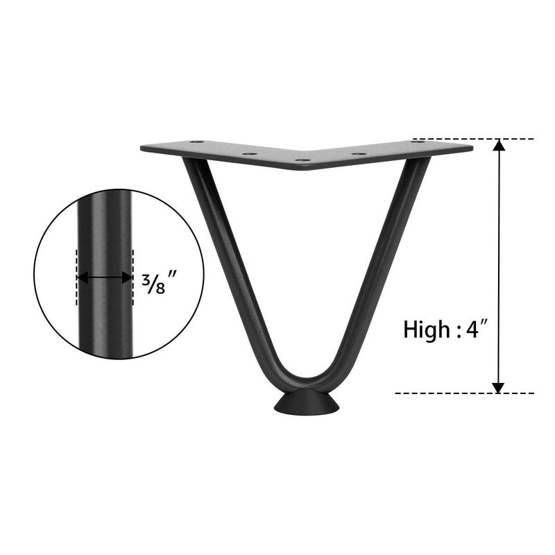 Decorila Black 4 psc Solid 2 Rods with Industrial Design Home DIY Projects for Modern Desks Bench and Ding Board Include Rubber Floor Protectors 30 inch - Image 5