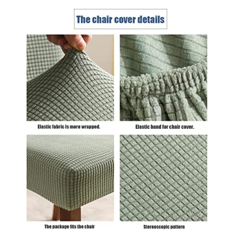 Stretch Chair Covers for Dining Room Set of 6, Dining Room Chair Covers for Home Decor, Removable Dining Chair Cover Non-Slip Kitchen Chair Cover 6 Pack - Image 3