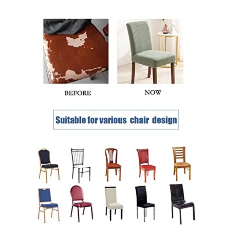 Stretch Chair Covers for Dining Room Set of 6, Dining Room Chair Covers for Home Decor, Removable Dining Chair Cover Non-Slip Kitchen Chair Cover 6 Pack - Image 4