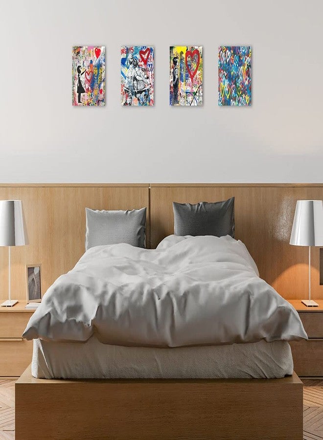 Biufo Banksy Canvas Wall Art Prints Pop Graffiti Street Art Pictures for Bedroom Living Room Wall Decor (12"x12"x4Pcs) - Image 4