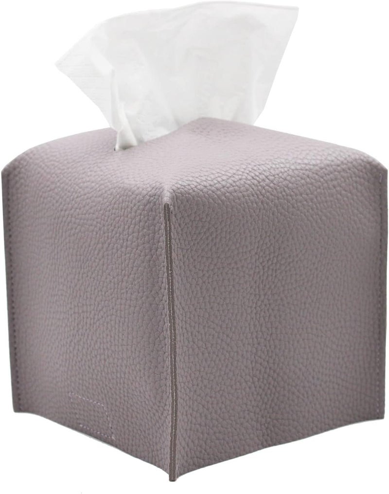 Livelab Tissue Box Cover, Square Decorative PU Leather Tissue Box Holder Modern Tissue Case Facial Paper Organizer Dispenser for Bathroom, Vanity Countertop, Night Stand, Desk 5X5X5'' | Light Purple - Image 1