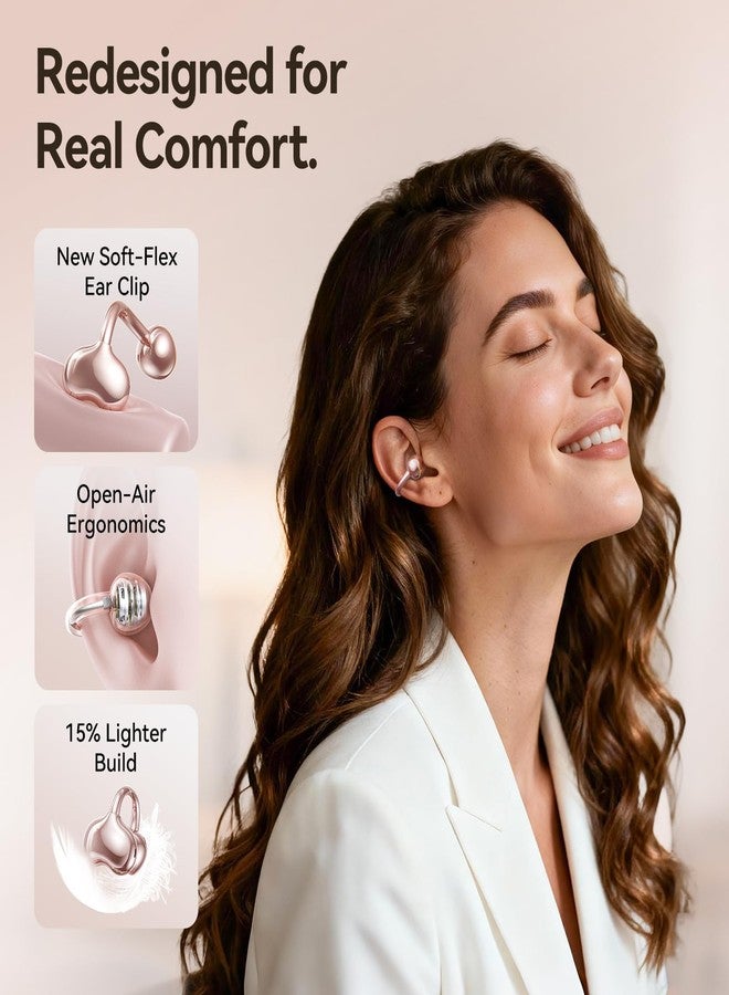 Kinglucky Upgraded Clip-On Earbuds Comfortable fit & Crystal-Clear Sound, 50H Playtime Open Ear Buds Bluetooth 6.0 Wireless Headphones for Women & Kids Ideal for Small Ears,Sports,Glasses Rose Gold - Image 3
