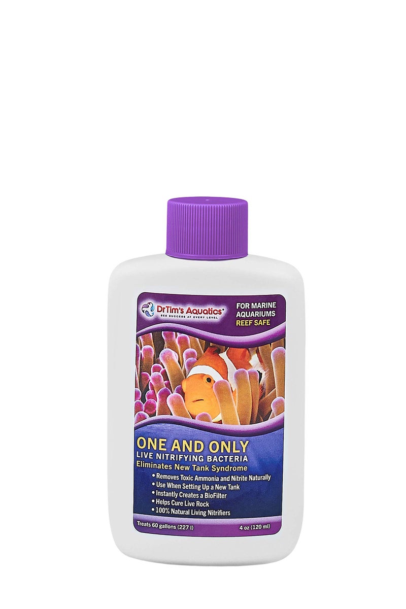 DrTim's Aquatics Reef One & Only Nitrifying Bacteria â€“ For Reef, Nano and Seahorse Aquaria, New Fish Tanks, Aquariums, Disease Treatment â€“ H20 Pure Fish Tank Cleaner â€“ Removes Toxins â€“ 4 Oz. (401) - Image 1