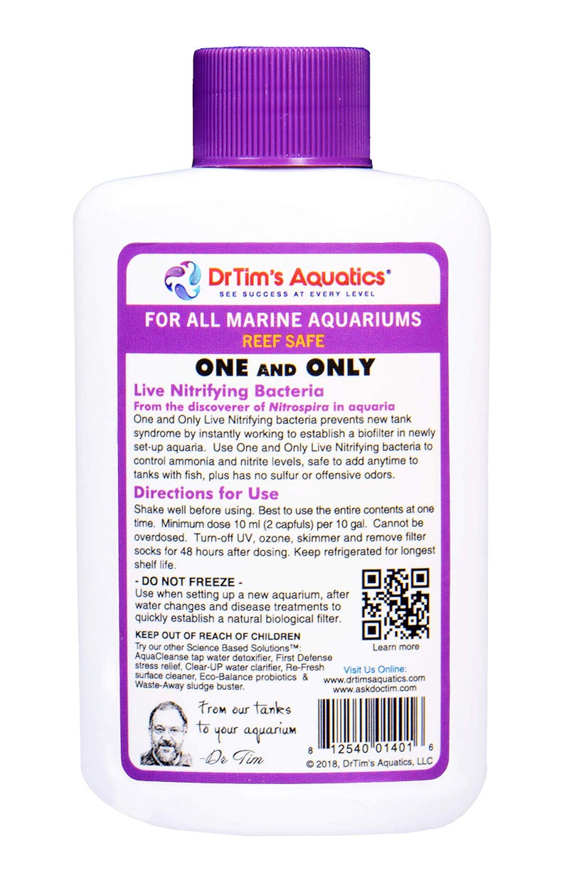 DrTim's Aquatics Reef One & Only Nitrifying Bacteria â€“ For Reef, Nano and Seahorse Aquaria, New Fish Tanks, Aquariums, Disease Treatment â€“ H20 Pure Fish Tank Cleaner â€“ Removes Toxins â€“ 4 Oz. (401) - Image 2