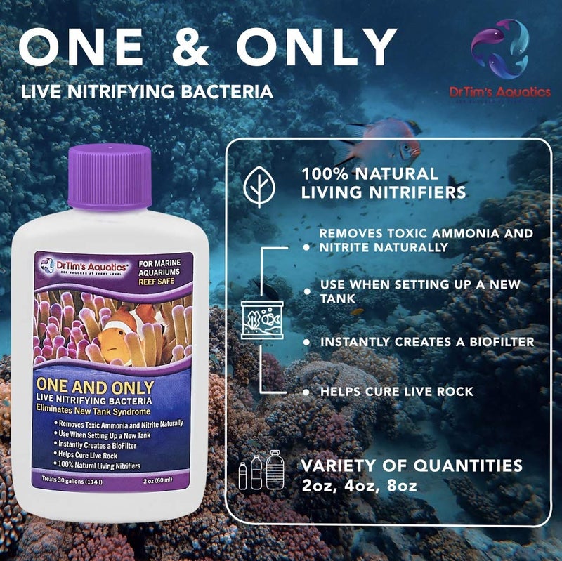 DrTim's Aquatics Reef One & Only Nitrifying Bacteria â€“ For Reef, Nano and Seahorse Aquaria, New Fish Tanks, Aquariums, Disease Treatment â€“ H20 Pure Fish Tank Cleaner â€“ Removes Toxins â€“ 4 Oz. (401) - Image 5